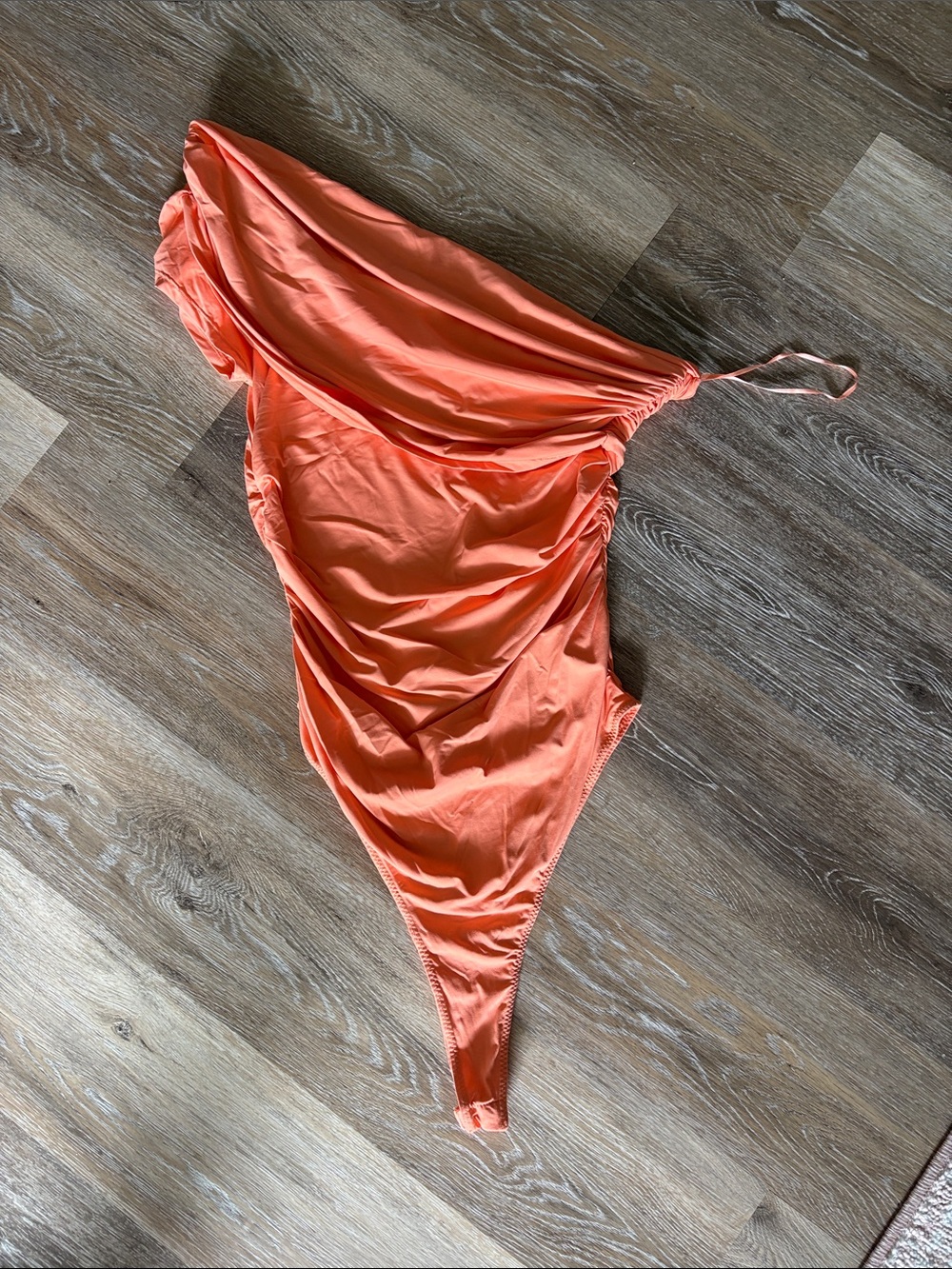 Astr One-Shoulder Coral-Orange Bodysuit